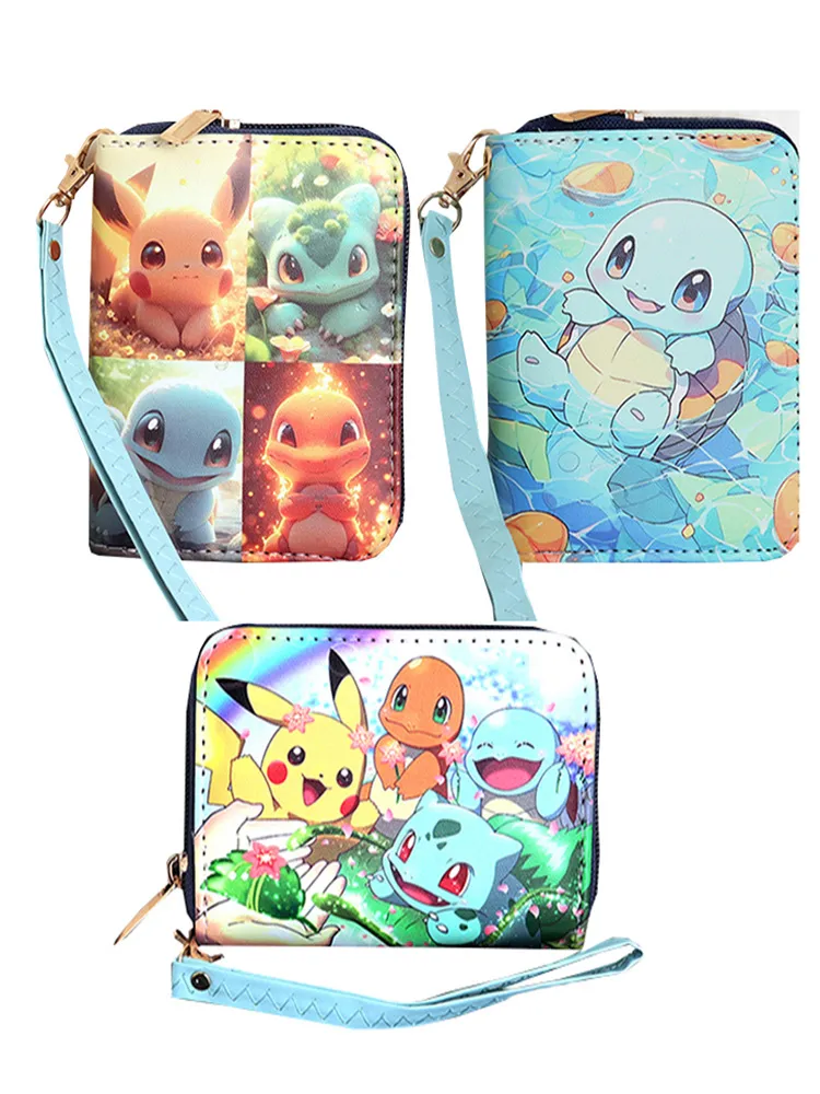 Pokémon Cute Coin Purse for Kids – Squirtle, Bulbasaur & Alolan Vulpix Print Wristlet Wallet with Handle, Portable Mini Purse for Boys, Girls & Pokémon Fans